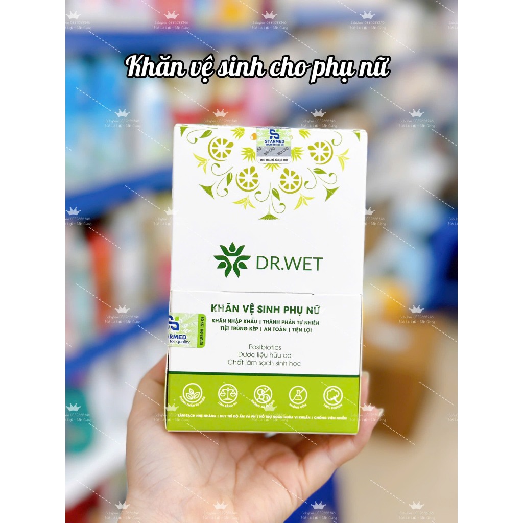 khăn vệ sinh phụ nữa dr wet hộp 25 khăn
