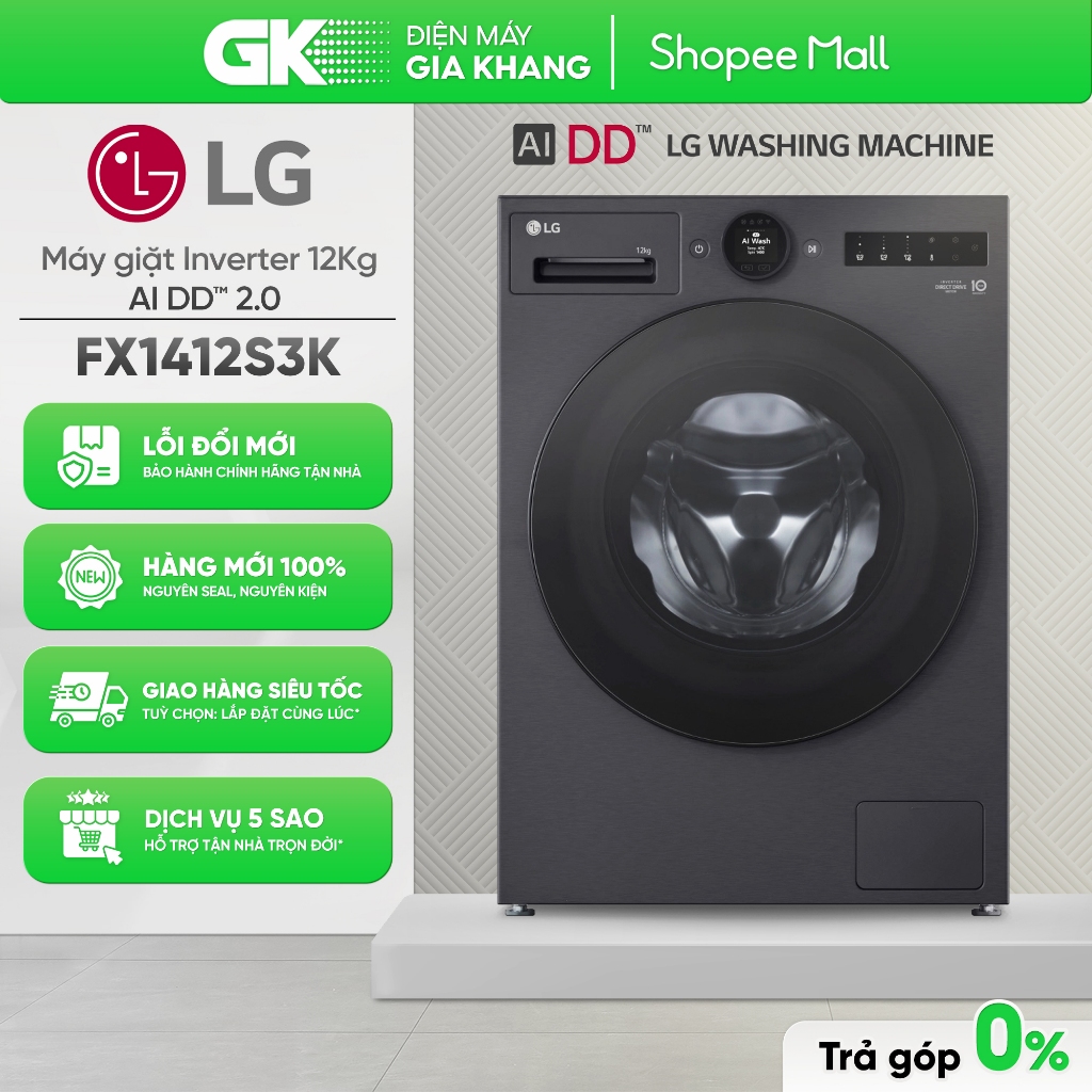 Máy Giặt LG AI DD Inverter 12 Kg FX1412S3K [Freeship HCM]
