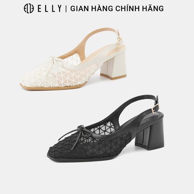 Sandal slingback cao gót nữ ELLY EG290 mũi vuông đế trụ thanh lịch