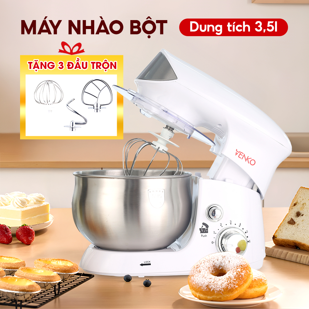 [Tặng 3 phụ kiện] Máy nhào bột, đánh trứng cỡ lớn đa năng Công suất 700W, dung tích 3,5L,bảo hành 6T