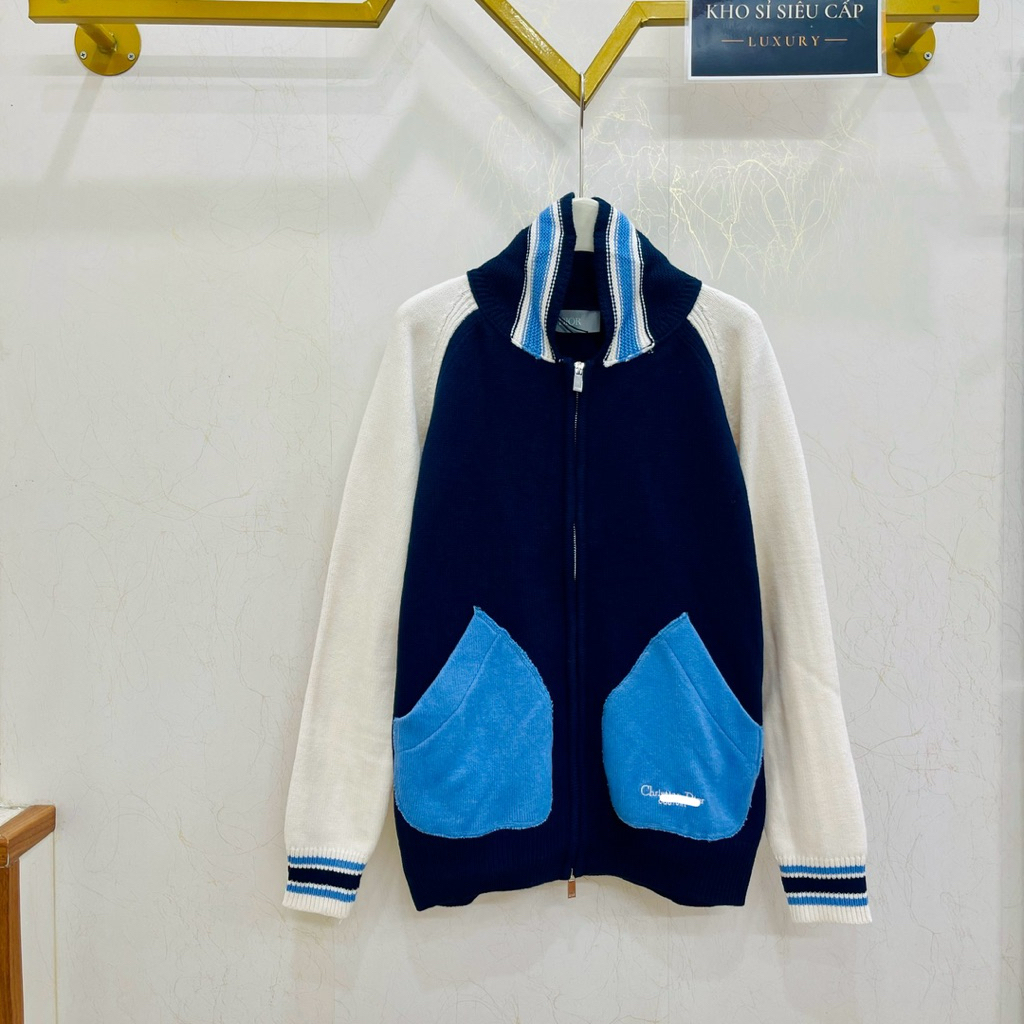 [💥 HOT ITEM] - Áo Khoác Len - Jacket Đì Ooo Xanh Nay Phối Tay Kem Thêu Hoạ Tiết Lá Cây - Bản Cao Cấp