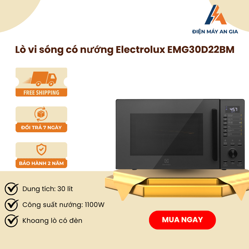 Lò Vi Sóng Electrolux Có Nướng 30L EMG30D22BM – Thép Tráng Men, Thương Hiệu Của Thụy Điển - PEB