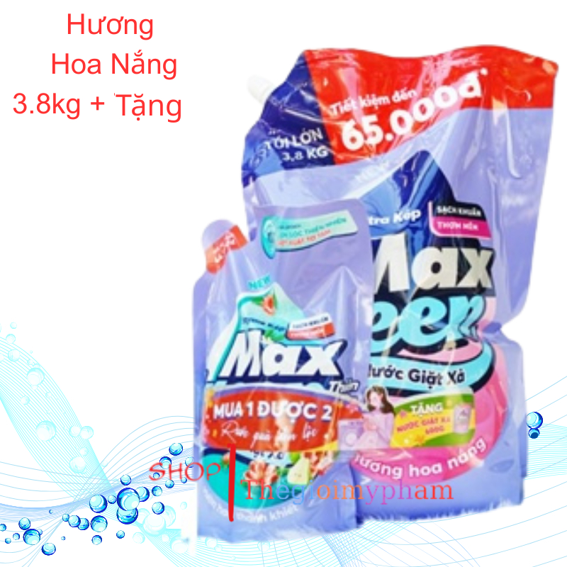 [Kèm Tặng]Túi 3.8Kg Nước Giặt Xả MaxKleen Hoặc 3.6Kg Hương Nước Hoa