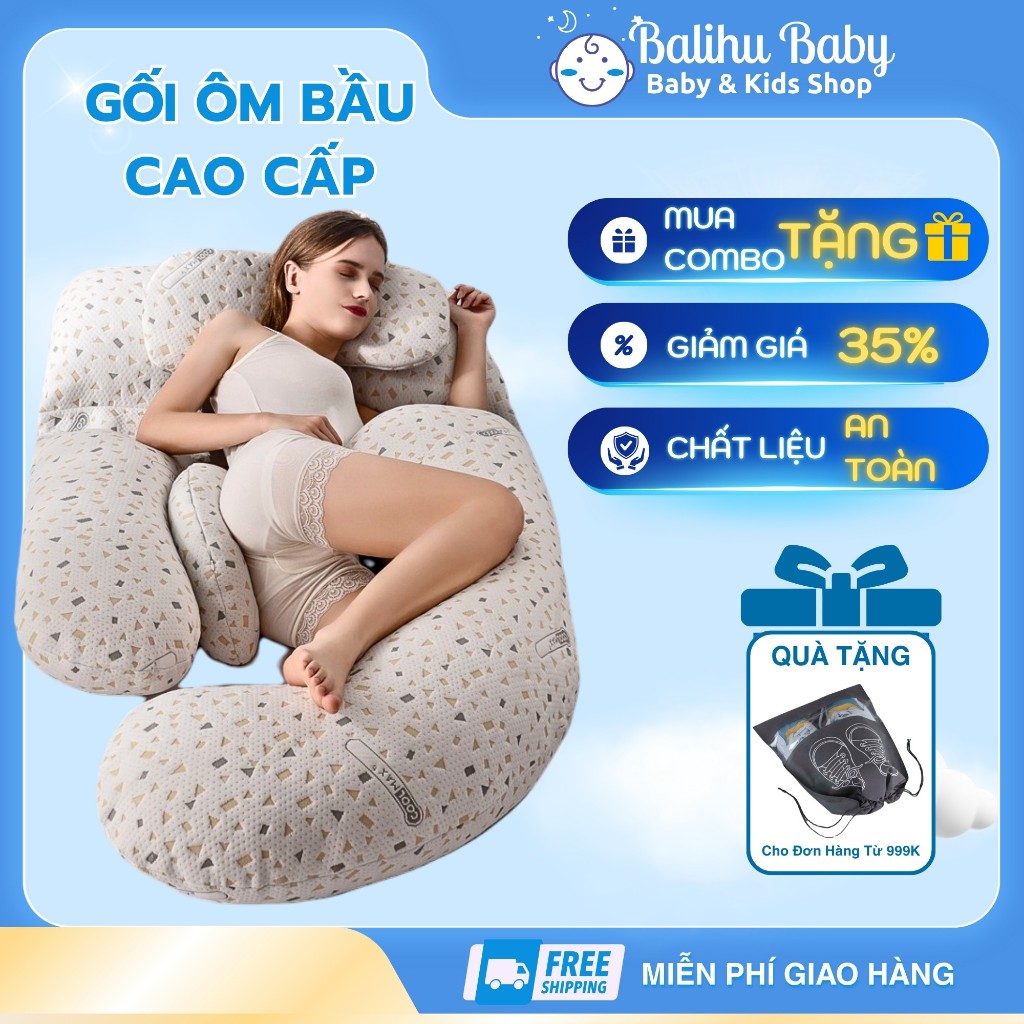 Gối ôm bà bầu cao cấp 3 trong 1, Gối bầu chữ U, Gối ngủ bà bầu giúp giảm đau lưng, nâng đỡ bụng giúp mẹ bầu ngủ ngon.