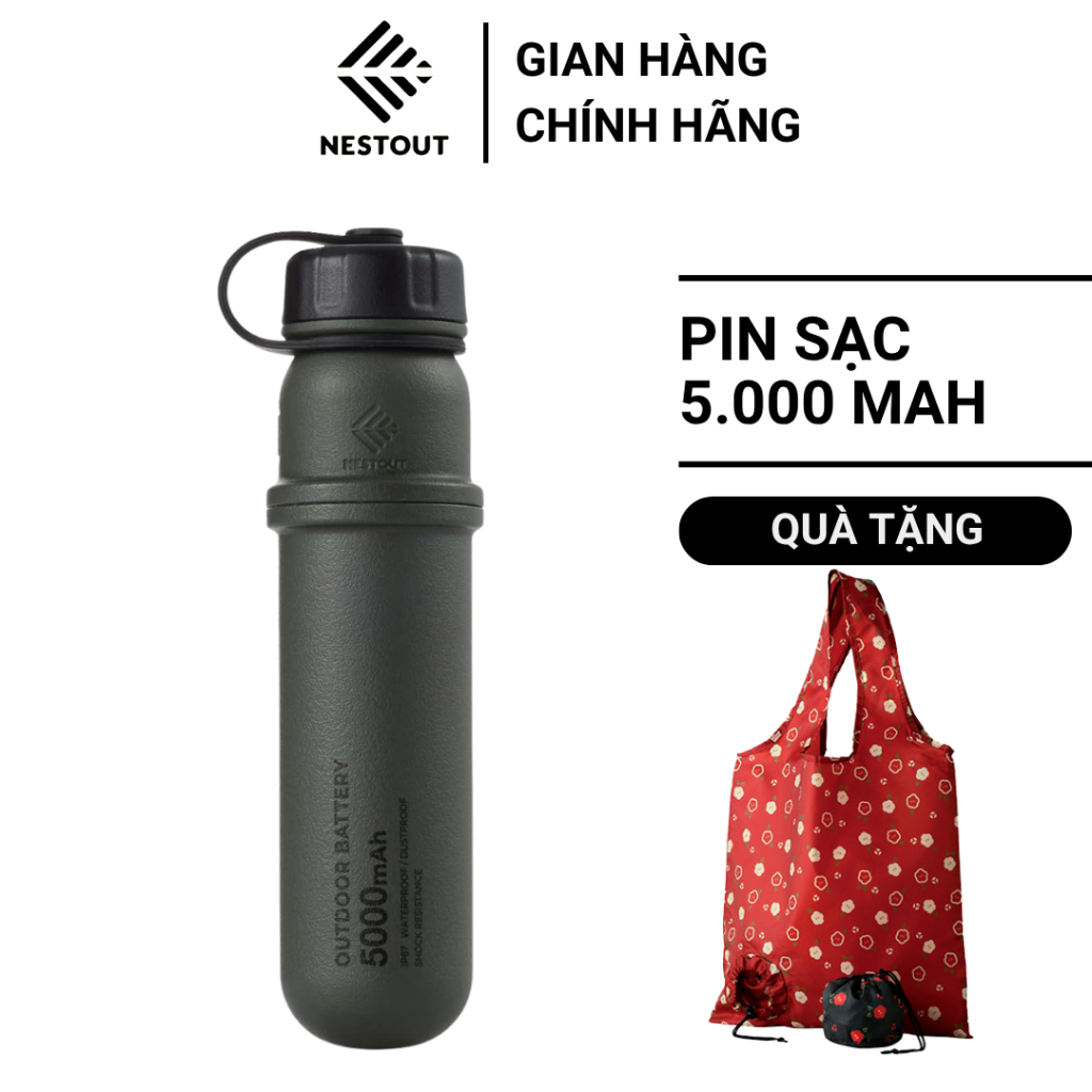 Pin Sạc Dự Phòng Di Động Dã Ngoại ELECOM NESTOUT Outdoor Battery (5000mAh) - Màu Xanh Olive - ELECOM