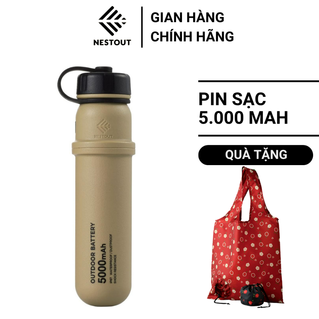 Pin Sạc Dự Phòng Di Động Dã Ngoại ELECOM NESTOUT Outdoor Battery (5000mAh) - Màu Be - ELECOM VIETNAM