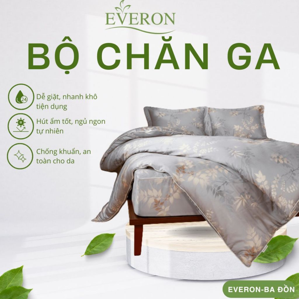 Bộ Ga Phủ Everon EPTC26017 Chạng Vạng – Tencel Cao Cấp, Mềm Mại Thoáng Mát, Bộ Chăn Ga Gối Sang Trọn