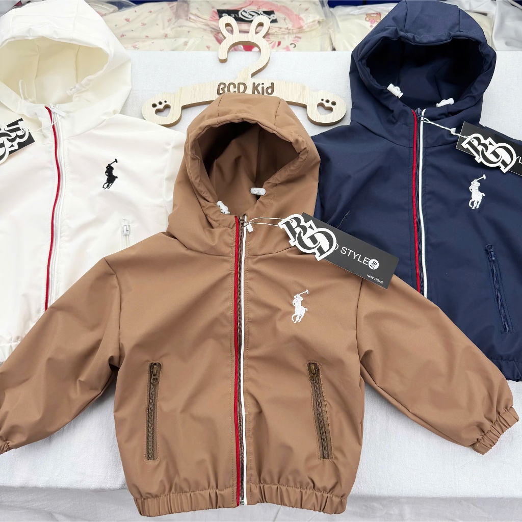 Áo khoác gió lót lông siêu ấm thêu ngựa cho bé size 7-27kg - Hana House