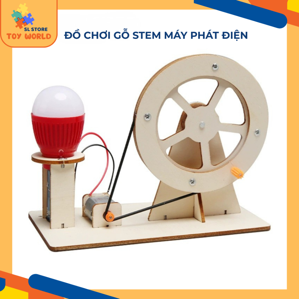Đồ chơi trí tuệ STEM Máy phát điện, đồ chơi gỗ tự lắp ráp - Mô hình giáo dục trí tuệ cho bé thông minh, bộ lắp ghép