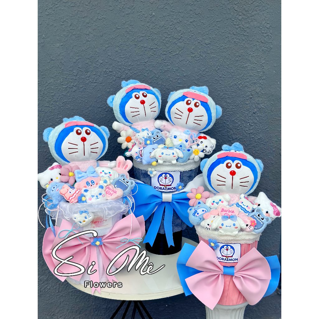 Bó Hoa Gấu Bông Mèo Doraemon Doremon Cute Dễ Thương - Quà Tặng Hot Trend - Si Mê Flowers