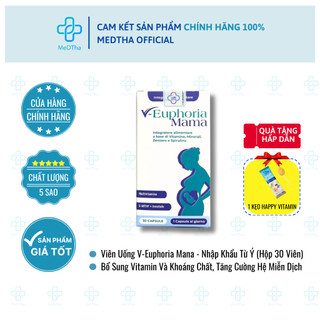  Vitamin Tổng Hợp V-Euphoria Mama - Bổ Sung Các Vitamin Và Khoáng Chất Lợi Sữa Bổ Bầu - Hộp 30 Viên 