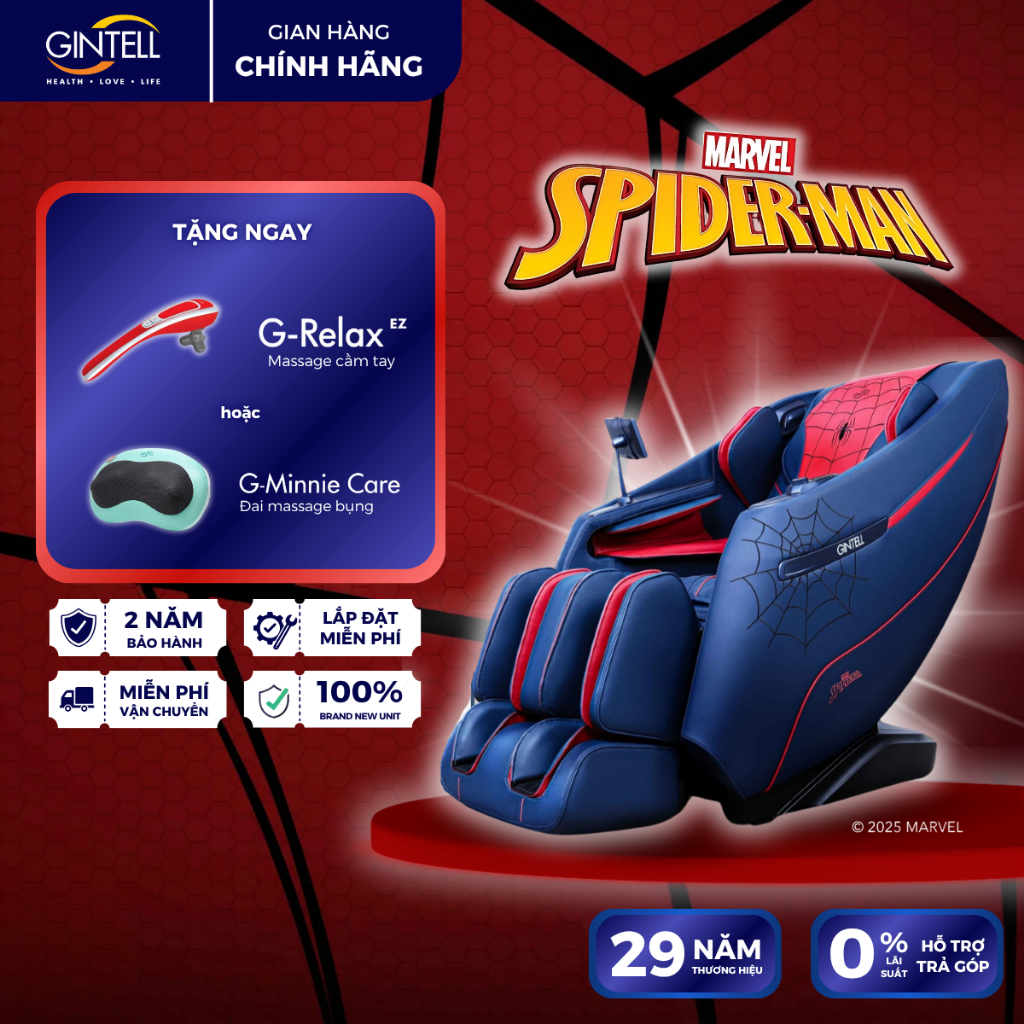 [PHIÊN BẢN GIỚI HẠN]  Ghế Spider-Man Massage Toàn Thân GINTELL | 24 Tháng Bảo Hành Chính Hãng