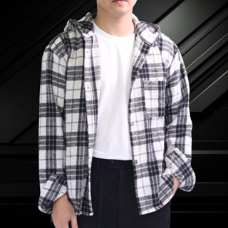  Áo Khoác Sơ Mi PN303 Nỉ Dạ Có Nón Tay Dài Form Rộng Nam Nữ Unisex Thời Trang PONIVALAZA 