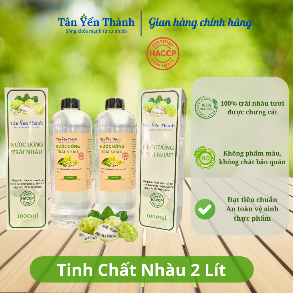 2 Lít Tinh Chất Nhàu Tân Yến Thành - Đạt chuẩn HACCP, Hỗ trợ tiểu đường, xương khớp, tiểu đêm, trào 