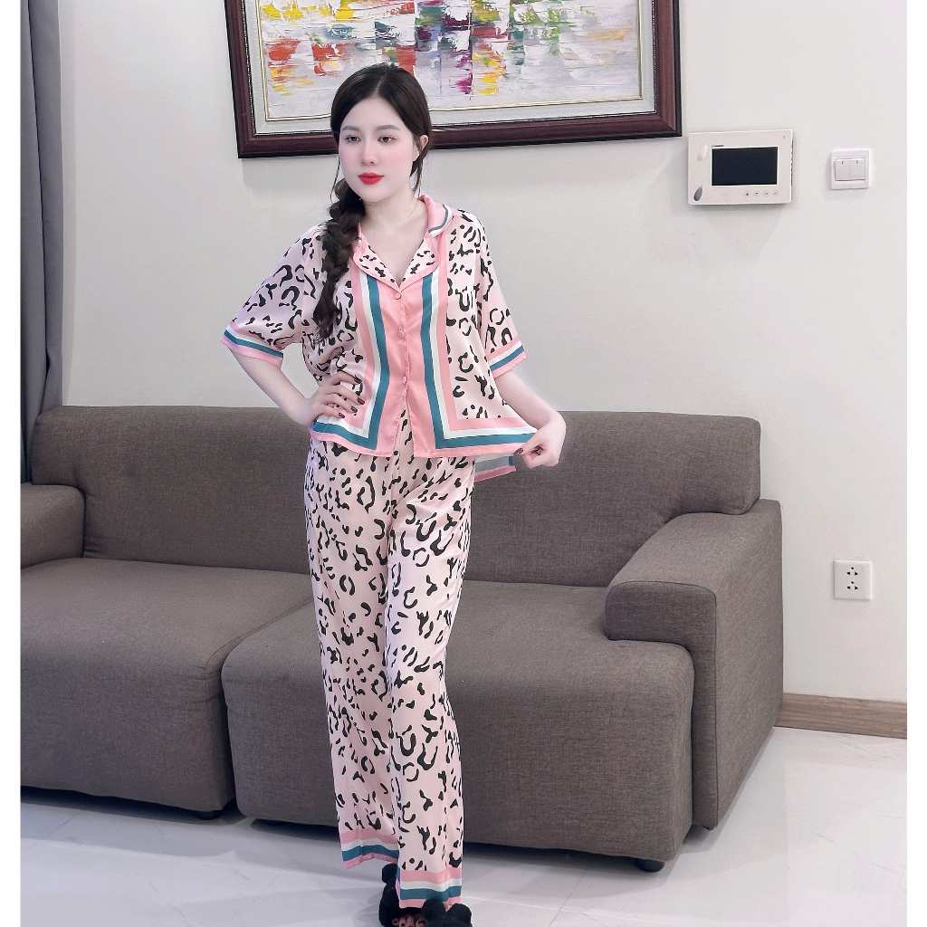 Bộ Ngủ Croptop Q7 Kim Thanh - Pijama Lụa Latin Tay Dài Lưng Chun Mát Mịn Trẻ Trung Size 40-75kg | BigBuy360 - bigbuy360.vn