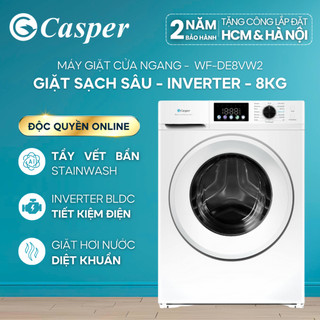   Shopee - Lắp đặt 0Đ HCM  HN  Máy giặt cửa ngang Casper Inverter 8KG WF-DE8VW2 - Chính hãng - Bảo hành 2 năm 