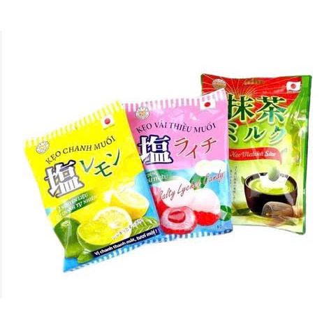 Set 3 gói Kẹo Eikodo Nhật Bản – Bộ 3 Vị: Chanh Muối, Vải Thiều, Matcha Sữa
