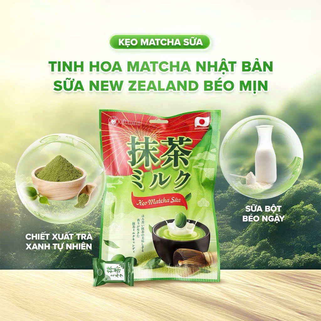 Set 3 gói Kẹo Eikodo Nhật Bản – Bộ 3 Vị: Chanh Muối, Vải Thiều, Matcha Sữa rẻ vô địch