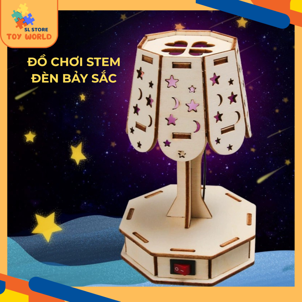 Đồ chơi trí tuệ STEM Đèn bảy sắc, đồ chơi gỗ tự lắp ráp - Mô hình giáo dục trí tuệ cho bé thông minh, bộ lắp ghép hình