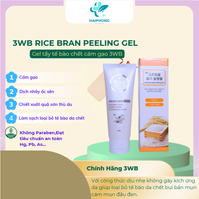 [CHÍNH HÃNG] Gel Tẩy Tế Bào Chết Cám Gạo 3WB Rice Bran Peeling Gel - Làm Sạch Da Mịn Màng
