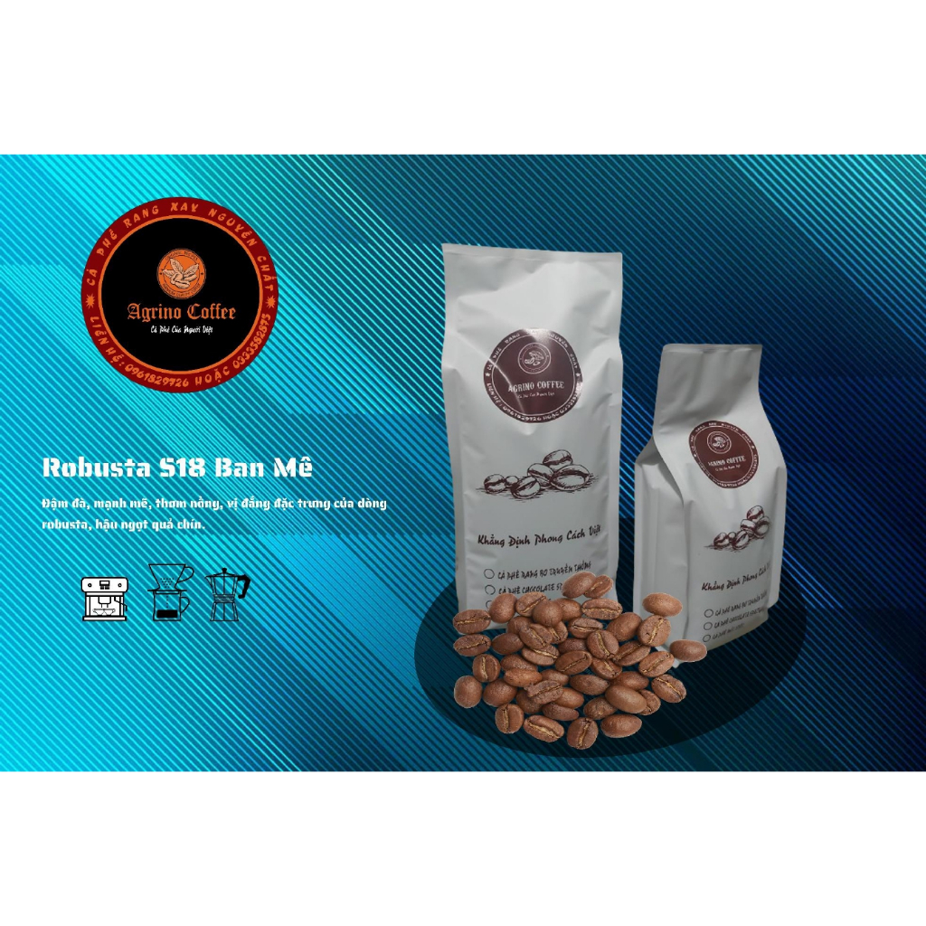 Cà Phê Rang Mộc Robusta Natural S18 Daklak  Agrino Coffee