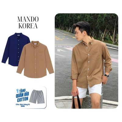 Áo Sơ Mi Linen-Shirt Cổ Button Down Form Over-sized MANDO KOREA Menswear Phong Cách Hàn Quốc - SHT049