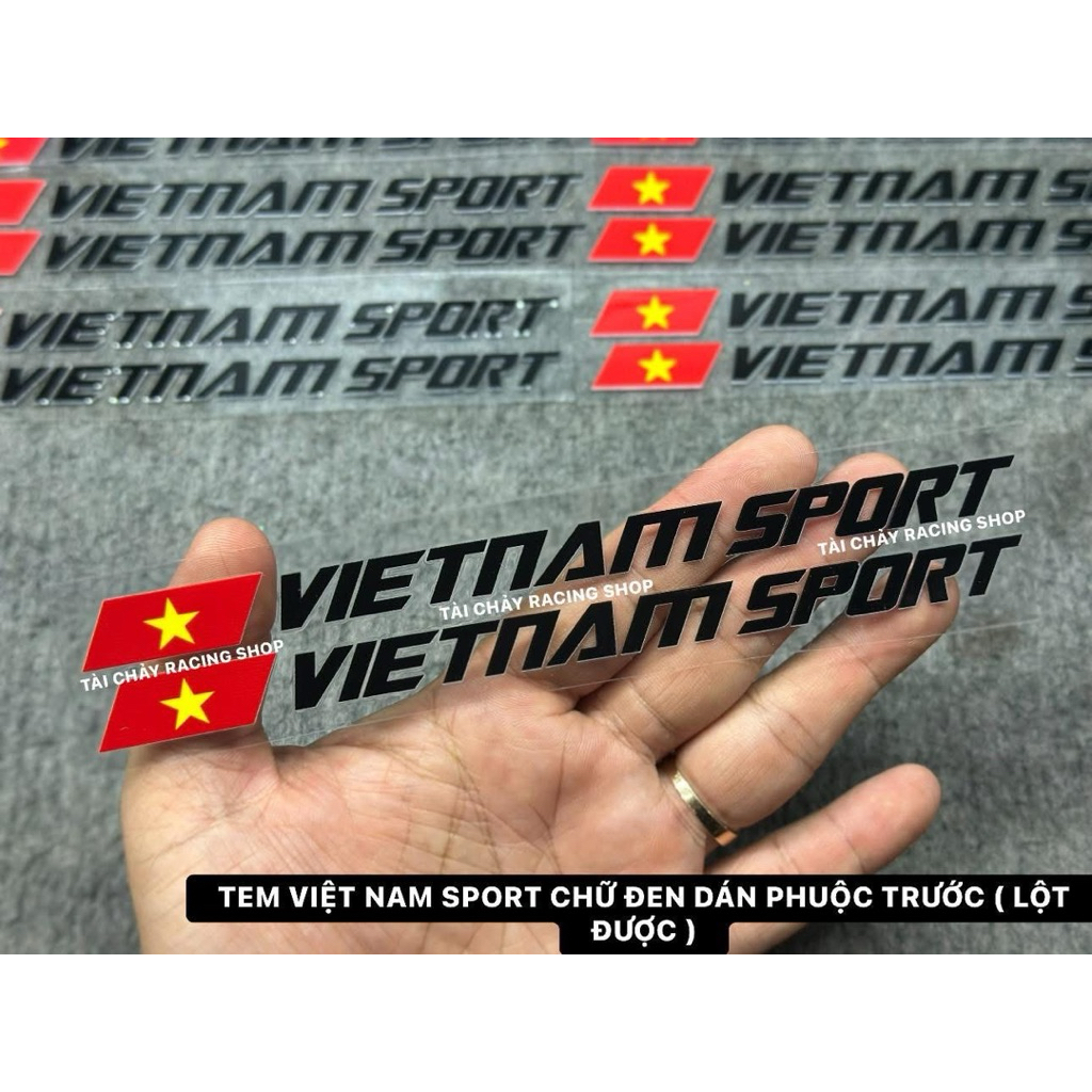 [ 1 CẶP ] TEM DÁN PHUỘC TRƯỚC CỜ VIETNAM SPORT ( LỘT ĐƯỢC ) CHỬ ĐEN