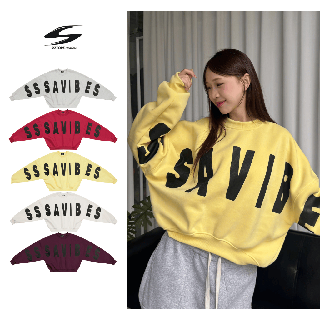 ÁO SWEATER SSSA.VIBES BIG FONT BOXY TAY PHỒNG UNISEX NAM NỮ NHIỀU MÀU | SSSTORE.AESTHETIC