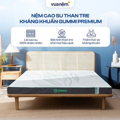 Nệm cao su than tre Gummi Premium - Đệm cao su thiên nhiên, Đệm cao su kháng khuẩn, Đệm cao su 10cm