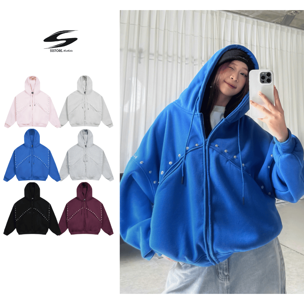 ÁO KHOÁC ZIP ĐÍNH NÚT BUTTON LINE FORM UNISEX NAM NỮ BOXY NHIỀU MÀU | SSSTORE.AESTHETIC