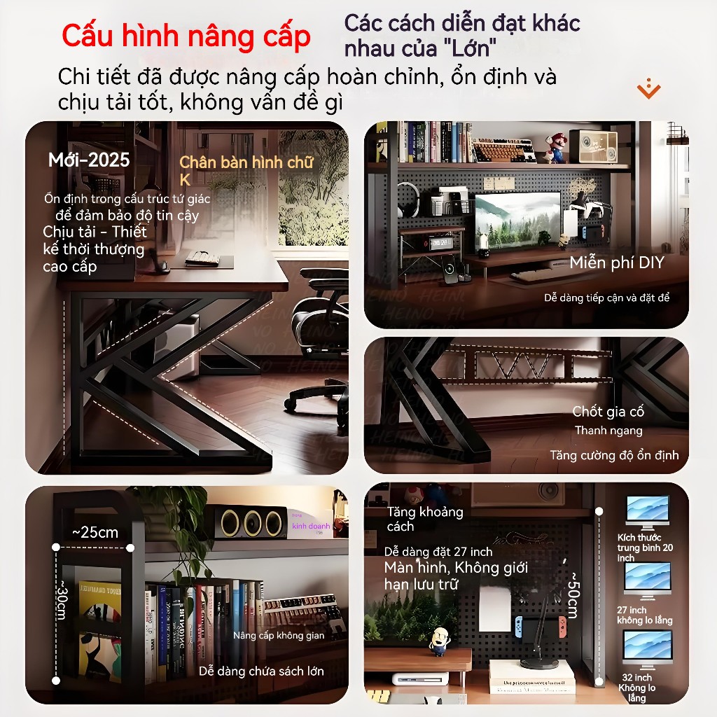 𝑯𝑬𝑰𝑵𝑶 Bàn Làm Việc Bàn Gaming Nội Thất mặt gỗ 1m2 1m thiết kế cá tính hân sắt sơn tĩnh điện cao cấp | BigBuy360 - bigbuy360.vn