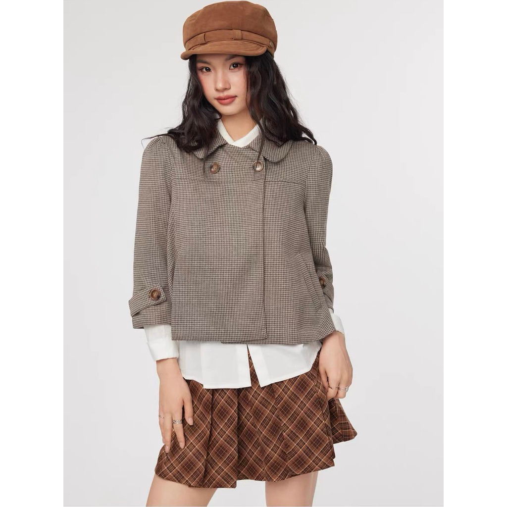 Le rouge | Lona jacket Áo khoác dạ tay lửng cổ peter pan retro