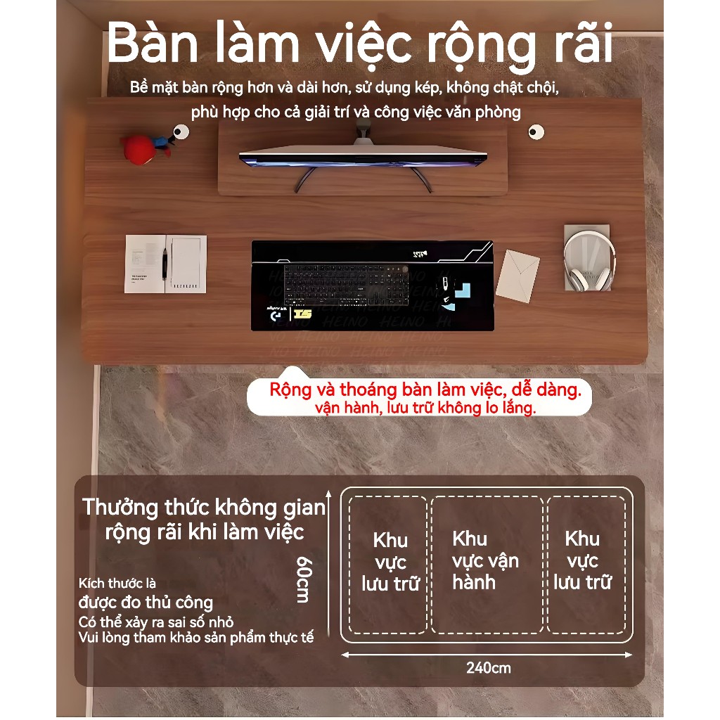 𝑯𝑬𝑰𝑵𝑶 Bàn Làm Việc Bàn Gaming Nội Thất mặt gỗ 1m2 1m thiết kế cá tính hân sắt sơn tĩnh điện cao cấp | BigBuy360 - bigbuy360.vn