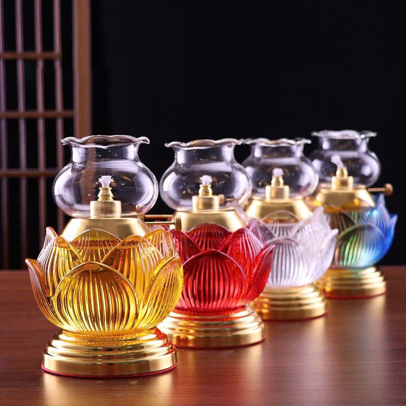 Đèn dầu hoa sen .đèn dầu cúng phật bằng pha lê thủy tinh cao cấp. Đèn dầu thờ cúng