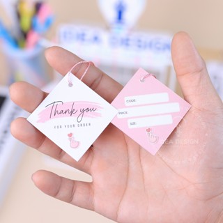    KHÔNG KÈM DÂY   Tag Quần Áo Mác Treo Quần Áo Thẻ Treo Thời Trang - TAG THOI THANK YOU HỒNG - Size 4,5x4,5cm - Đụt lỗ 