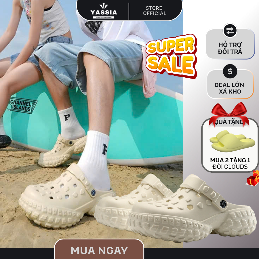  Dép Đúc Thời Trang YASSIA TITAN Chất Liệu EVA Đế Cao 5cm Chống Trơn Trượt Dép Đi Chơi Cá Tính 