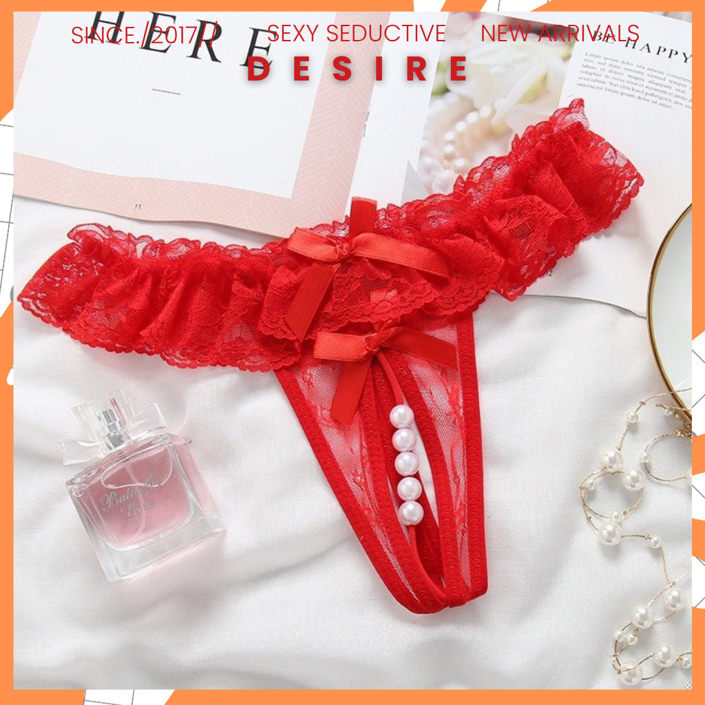 Quần lót ren lọt khe đính hạt ngọc sexy quyến rũ DESIRE STORE QL-1142
