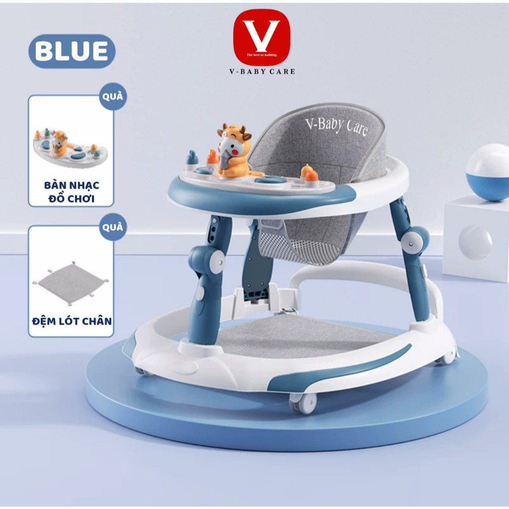 Xe Tròn Tập Đi Gấp Gọn V-BABY 6060 Và Xe Tập Đi Chữ U Cho Bé Có Bàn Ăn Dặm V-BABY 606