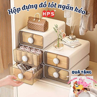 Hộp Đựng Đồ Lót Chia Ngăn HPS Có Nắp Chống Bụi, Thiết Kế Dạng Ngăn Kéo Thông Minh Tiện Lợi, Chất Liệu Nhựa PP Bền Đẹp