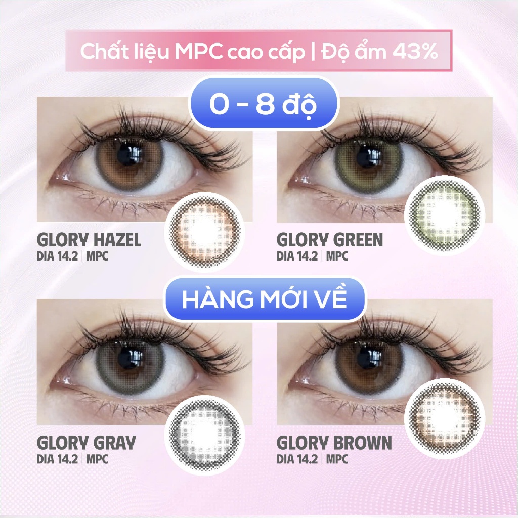 SLENS - Lens 1 NGÀY (1 CHIẾC) GLORY brown/gray/green/hazel MPC - Kính áp tròng Hàn quốc Seoullens