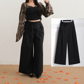  LASSIE BIGSIZE| Quần kaki dài ống rộng thắt nơ che đùi tốt 65-100kg| NƠ KAKI PANTS 