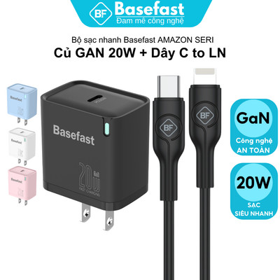 Bộ sạc nhanh 20W Basefast củ kèm cáp silicone 20W siêu bền dùng cho 8p xr xs 11 12 13 14