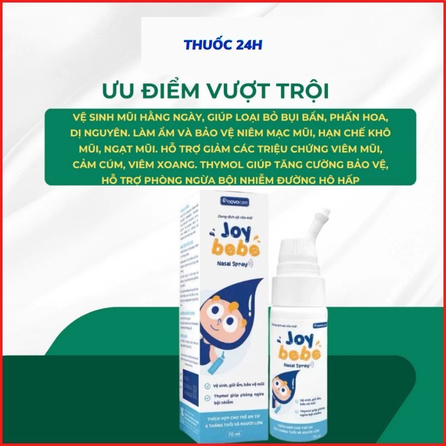 Xịt Rửa Mũi Joy Bebe 70ml Cho Trẻ Từ 6 Tháng Tuổi Và Người Lớn – Vệ Sinh, Giữ Ẩm, Bảo Vệ Mũi
