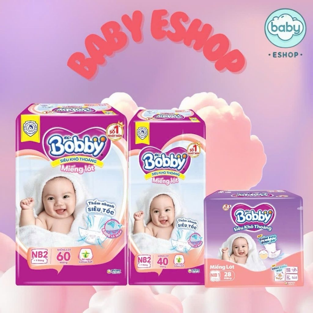 Miếng lót Bobby Newborn chính hãng siêu khô thoáng NB1-28/NB2-40/NB2-60
