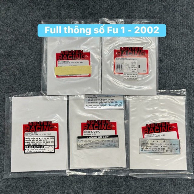 Full bộ tem thông số Future 1 năm 2002 ( 6 tem )