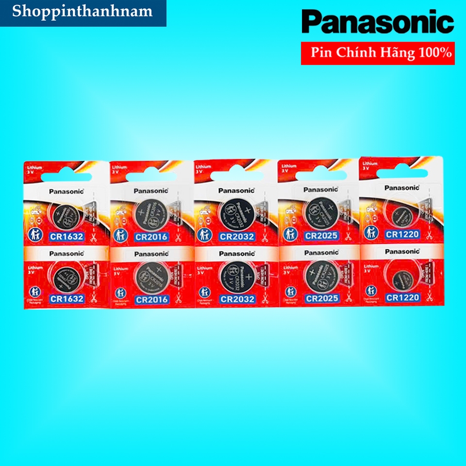 Vỉ 2 Viên Pin Panasonic CR2032 / CR2025 / CR1632 / CR1220 / CR2016 / CR1620 / CR1616 Chính Hãng