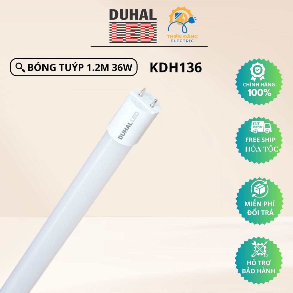Bóng Đèn Led Tuýp Nhựa 1m2 36W - KDH136 DUHAL