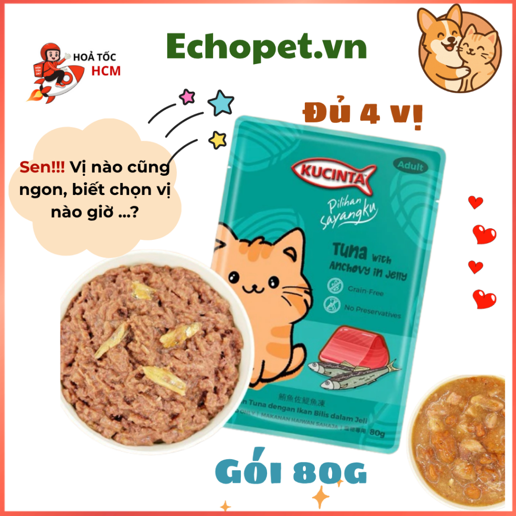 [Combo 20 gói] Pate KUCINTA Gói 80g Dành Cho Mèo - Pate Kucinta Nhập Khẩu Malaysia