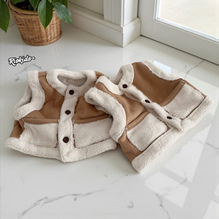   4-14kg  Áo khoác gile da lộn cao cấp cho bé trai bé gái RIOKIDS BT22 