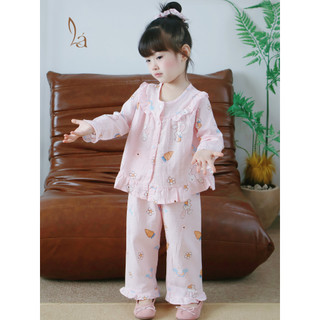  Pijama cho bé gái dài tay mặc ngủ điều hòa babydoll Áo Lá Homewear A254 đồ ngủ trẻ em vải xô cotton 